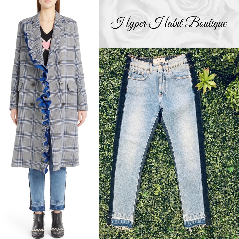 MSGM Paneled Straight Leg Distressed Jeans